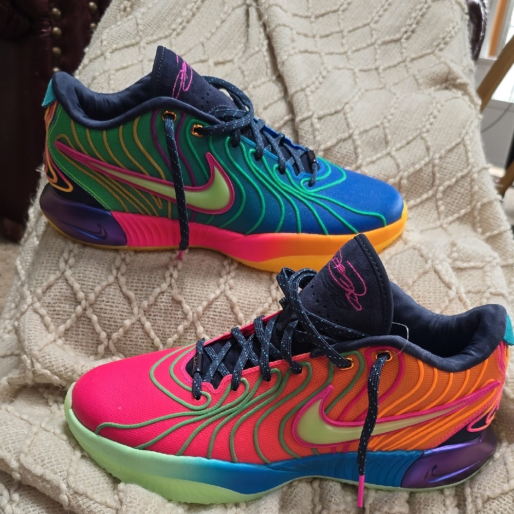 Nike LeBron James 21 Optimism Green and Blue Athletic Shoes with Dynamic Design